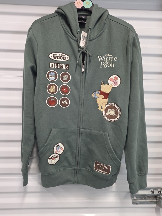 Disney Tops - Disney Winnie The Pooh Badges Zippered Hoodie Unisex MD NWT (CD)